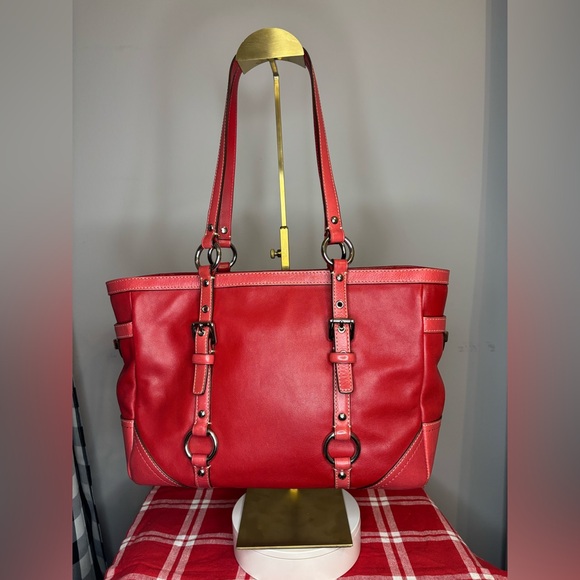 Coach Red Premium Leather Gallery East West Tote 2008 - Picture 3 of 8